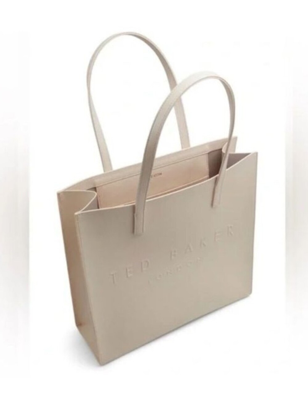 Ted Baker Beige Leather Embossed Logo Tote